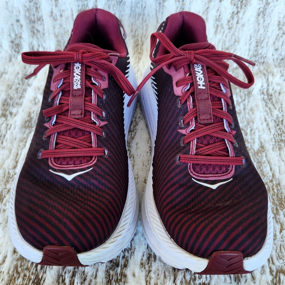 Hoka One One "Rincon 2" Athletic Running Shoe Maroon White | Women's Size 8.5 - Picture 4 of 13